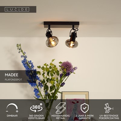 Lucide MADEE - Plafondspot - 2xE14 - Zwart